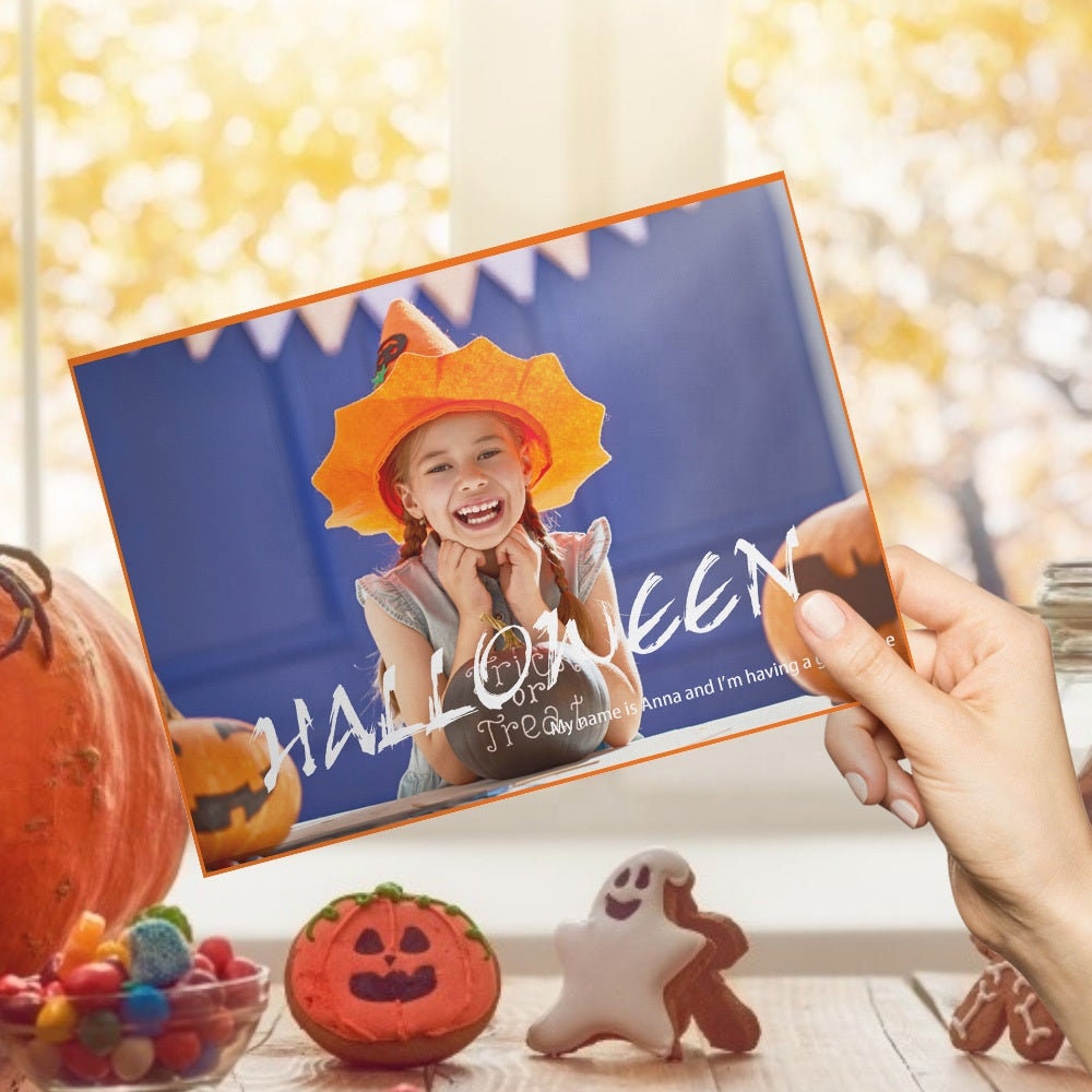 Personalized Text Picture Printed Halloween Card Customized Text Photo Engraved Halloween Greeting Card Custom Photo Text Festival Card