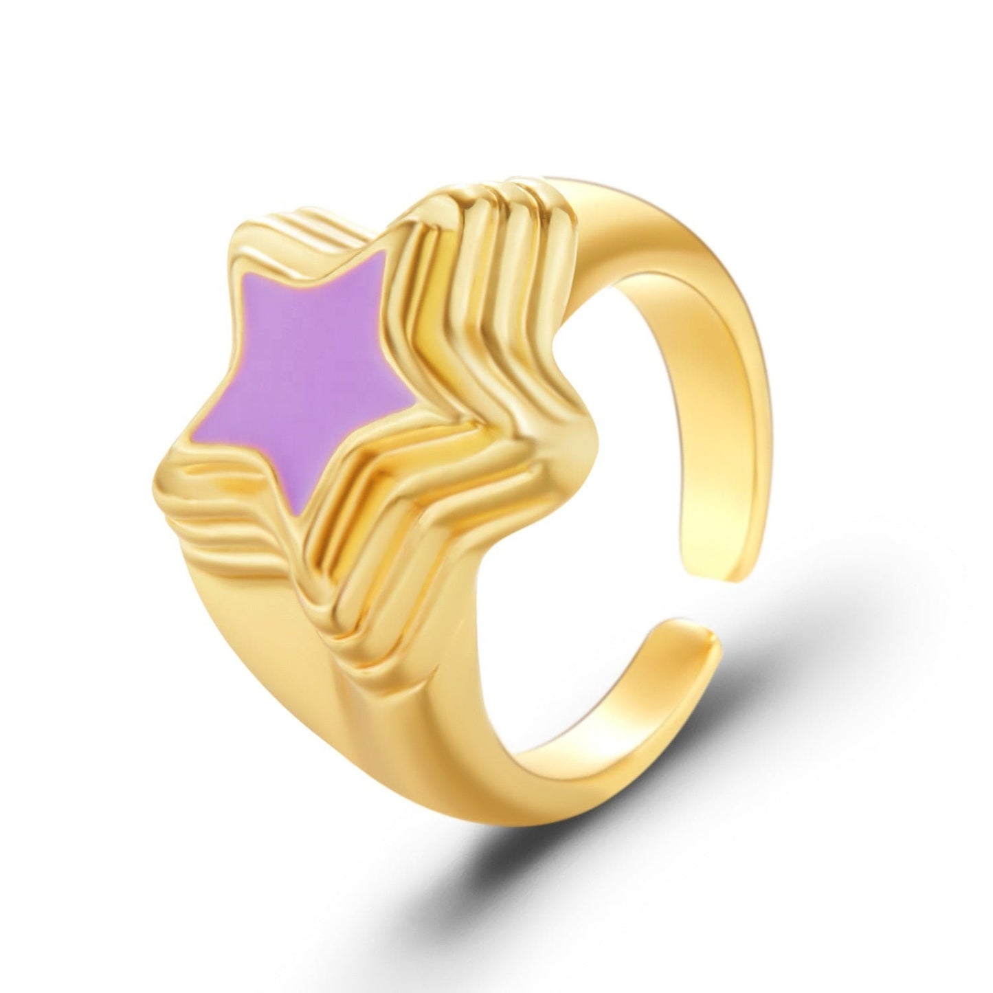 Multi Colored Round Heart Shaped Open Rings Gift For Women Colored Oil Drip Heart Star Knuckle Rings Multiple Colors Split Finger Ring
