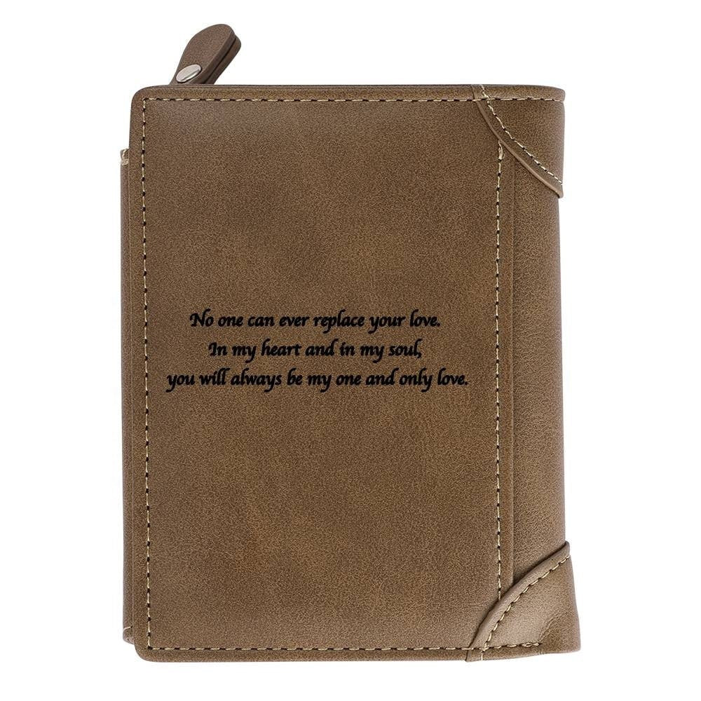 Personalized Picture Engraved Leather Wallet For Men Custom Photo Engraved Leather Wallet Customized Photo Engraved Front