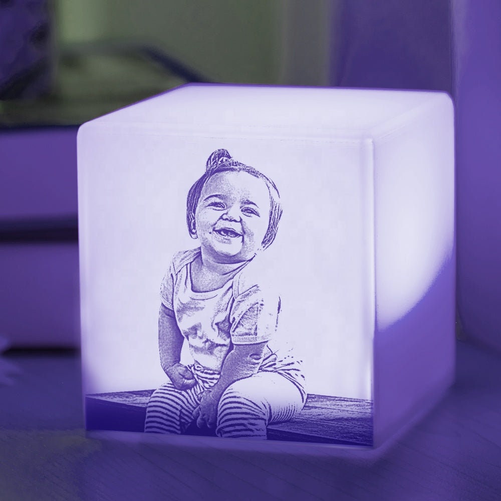 Custom 3D Led Photo Square Night Lights Craft Plastic Photo Frame Novelty Bedroom Small Decorative Table Lamp Wedding Anniversary Gift