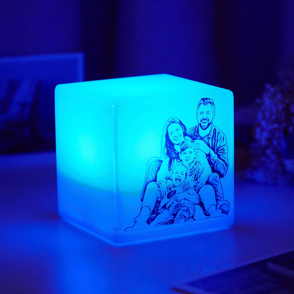 Custom 3D Led Photo Square Night Lights Craft Plastic Photo Frame Novelty Bedroom Small Decorative Table Lamp Wedding Anniversary Gift