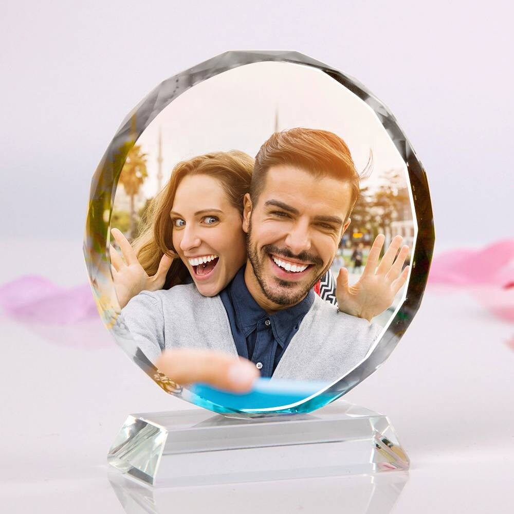 Photo Transparent Frame Picture Frame Custom Picture Round Shaped Frame Crystal Round Shaped Picture Custom Photo Frame Personalized