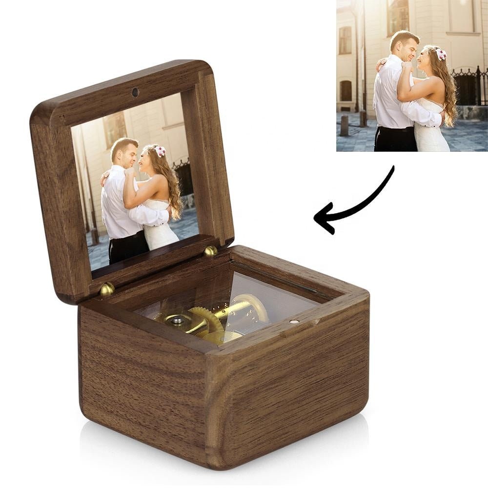 Personalized Photo Wooden Music Box Valentine's Day Gift Customized Photo Music Box Custom Wooden Music Box Gift For Girlfriend