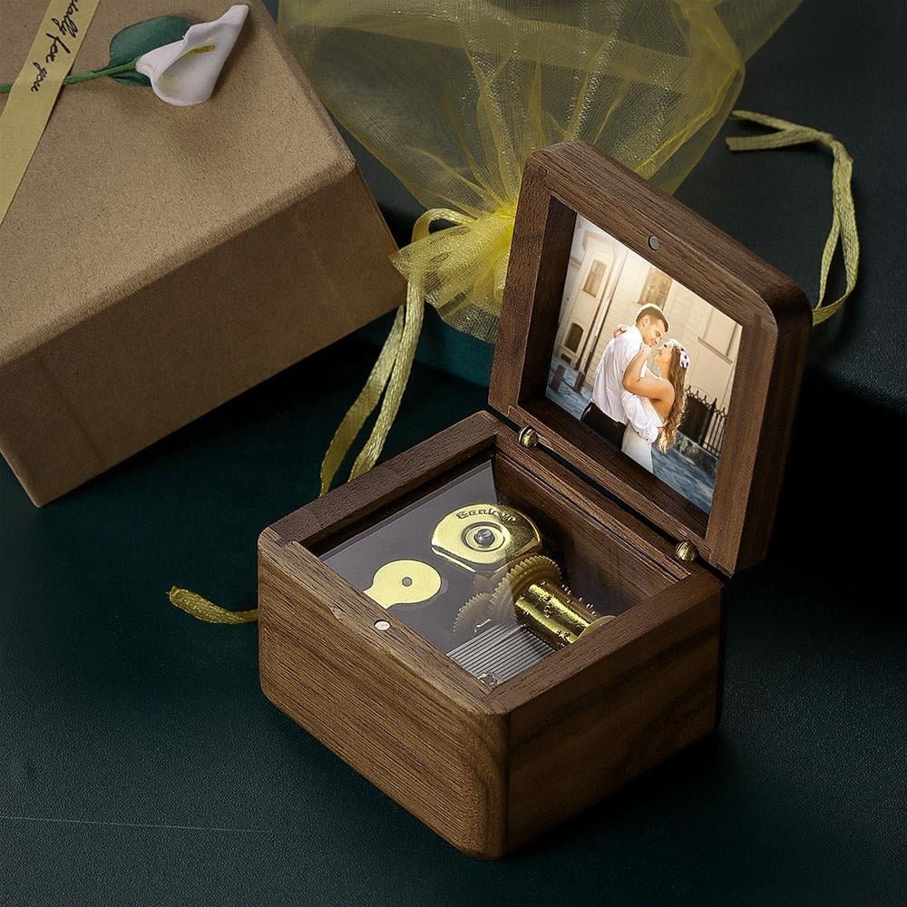 Personalized Photo Wooden Music Box Valentine's Day Gift Customized Photo Music Box Custom Wooden Music Box Gift For Girlfriend