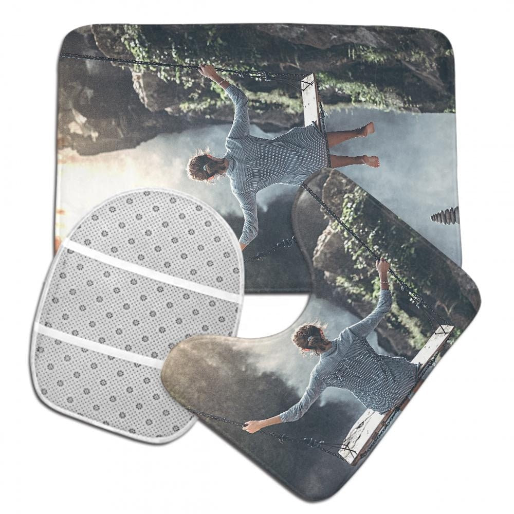 Personalized Logo 3 Piece Super Plush Non Slip Bathroom Mat Rug Set Custom Photo Bathroom Mat Printed Custom Bath Mats Anti Slip 3 Piece Mat