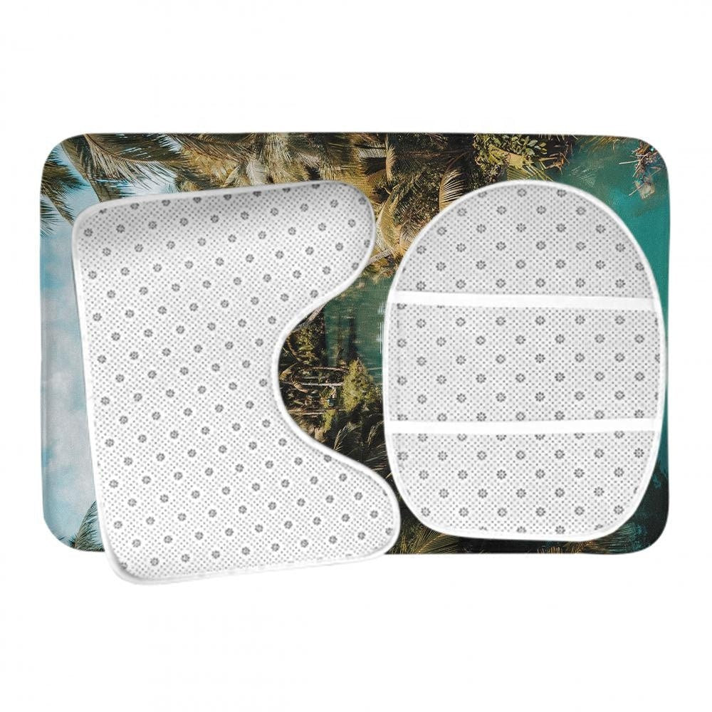 Personalized Photo 3 Pieces Bathroom Rug Set Non Slip Bath Rugs U-Shaped Toilet Mat Bathroom Set Water Absorption Non Slip Bath Toilet Mat
