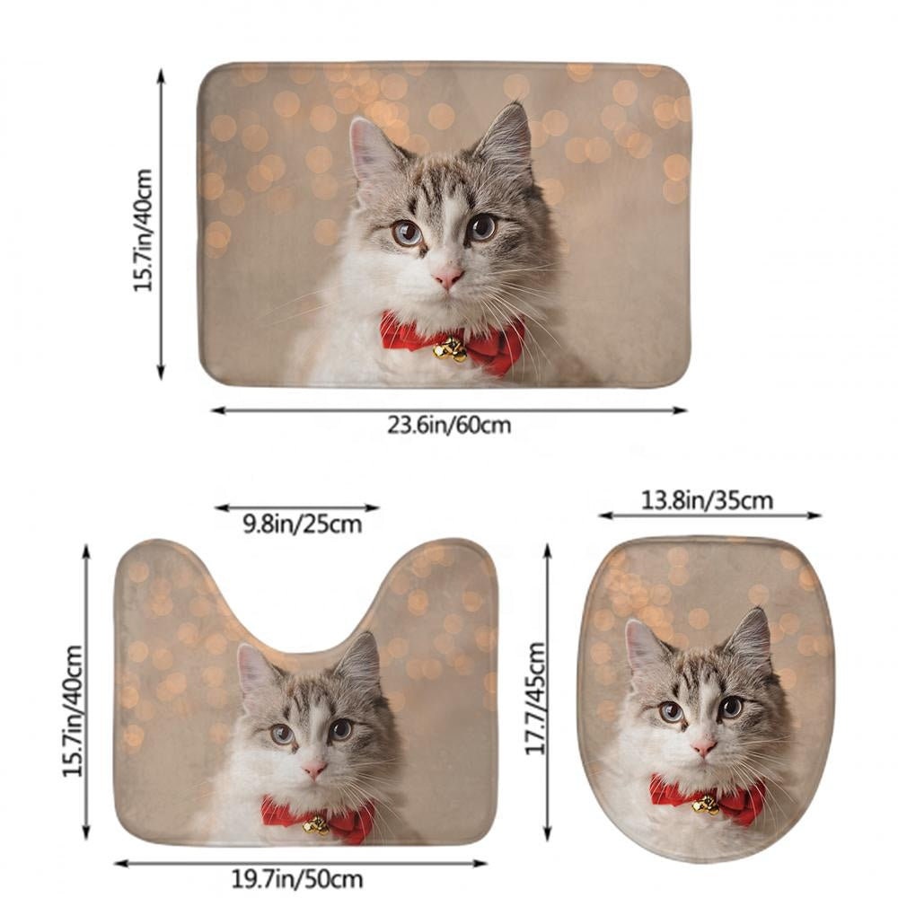 Custom Pet Photo Bathroom Mat Photo Printed Anti Slip Bathroom Absorbent Custom Bath Mats 3 Pieces Set Custom Printed Floor Mats