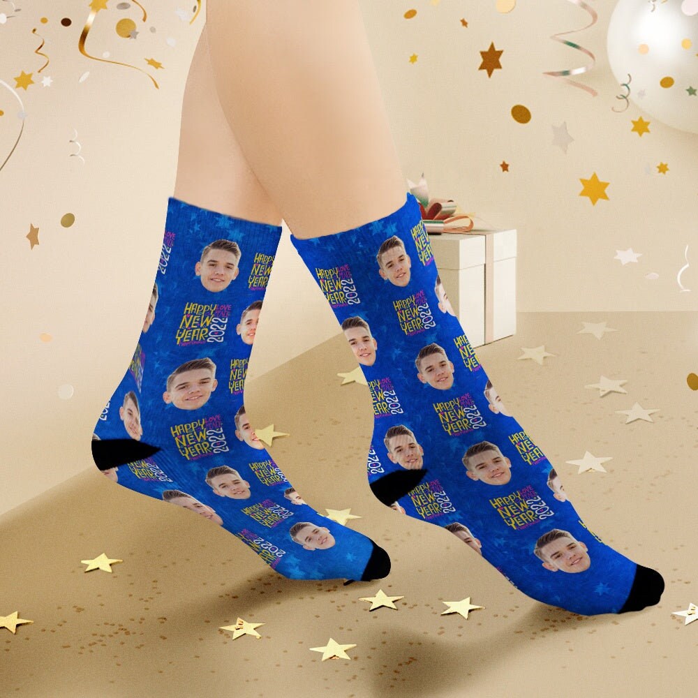 Personalized Face Photo Socks Customized Face Picture Socks For New Year Gift Custom Face Photo Printed Unisex Socks