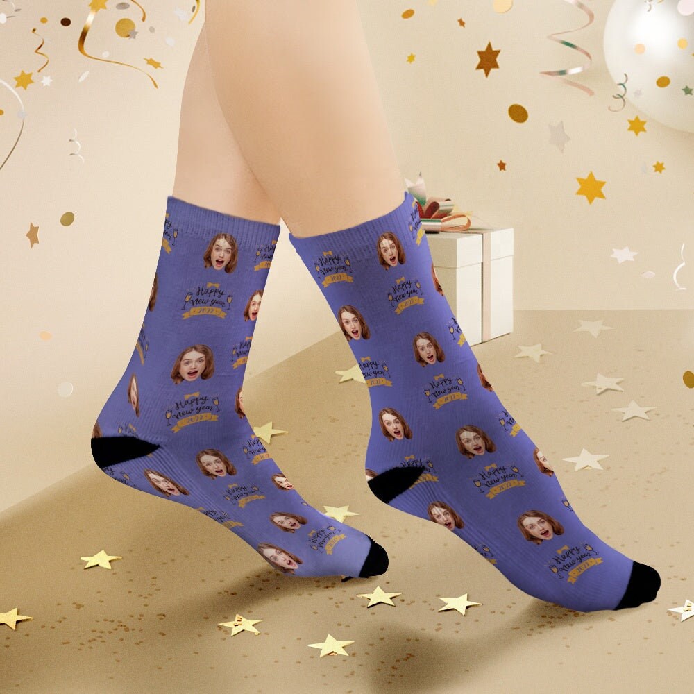 Personalized Face Photo Socks Customized Face Picture Socks For New Year Gift Custom Face Photo Printed Unisex Socks