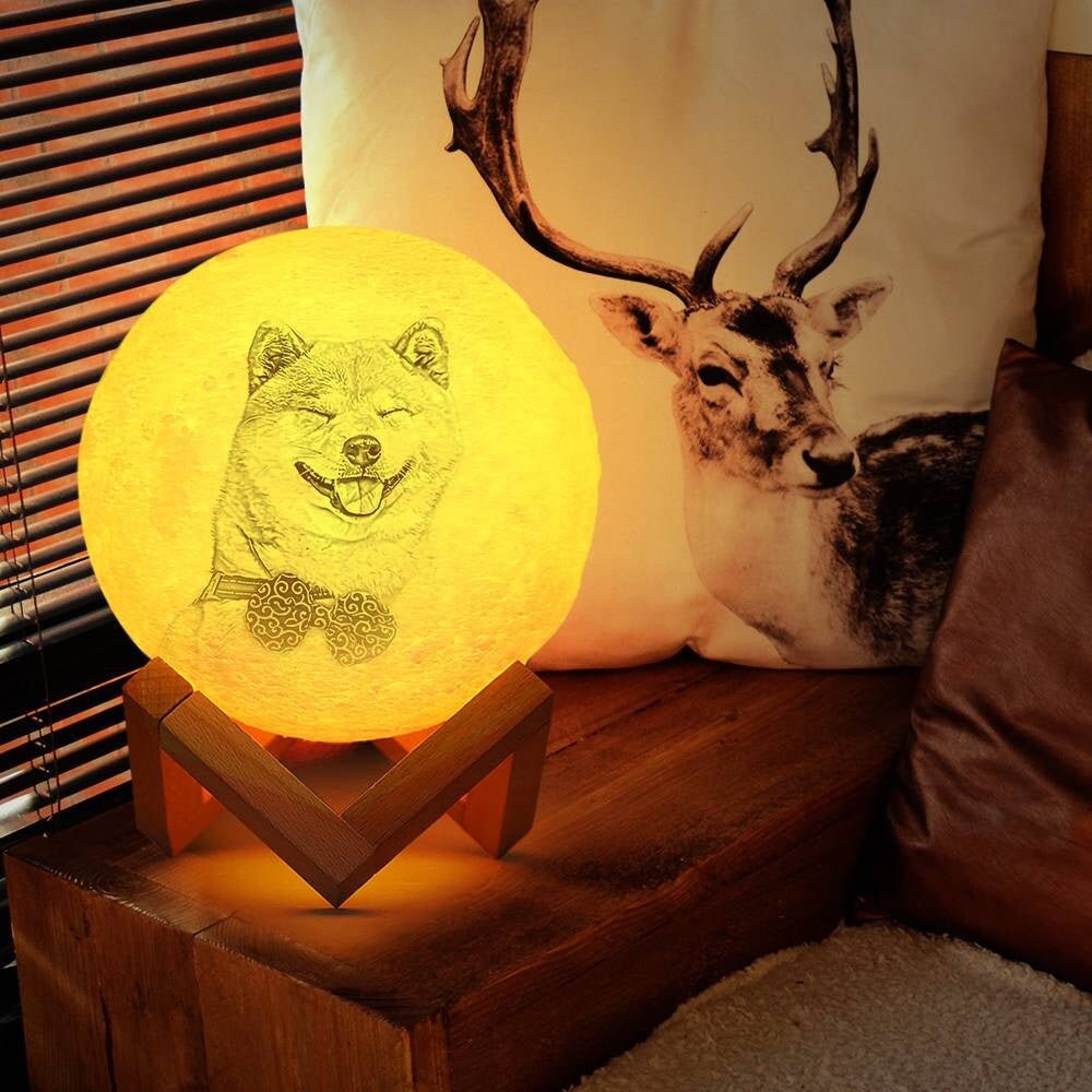 Personalized Photo Engraved Moon Night Light Colors 3D Printing Remote Controlled Dimmable Rechargeable Touch Control Moon Light Lamp