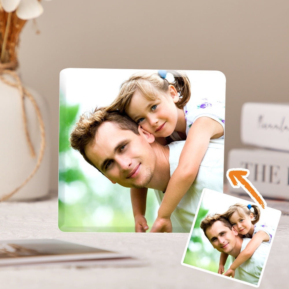 Personalized Photo Printed Table Frame Custom Square Tabletop Clear Acrylic Block Photo Frame Customized Picture Printing Acrylic Desk Frame