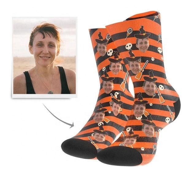Customized Print Face Candy Socks Halloween Socks For Men Women Kids Personalized Face Photo Printed Socks For Halloween Gift