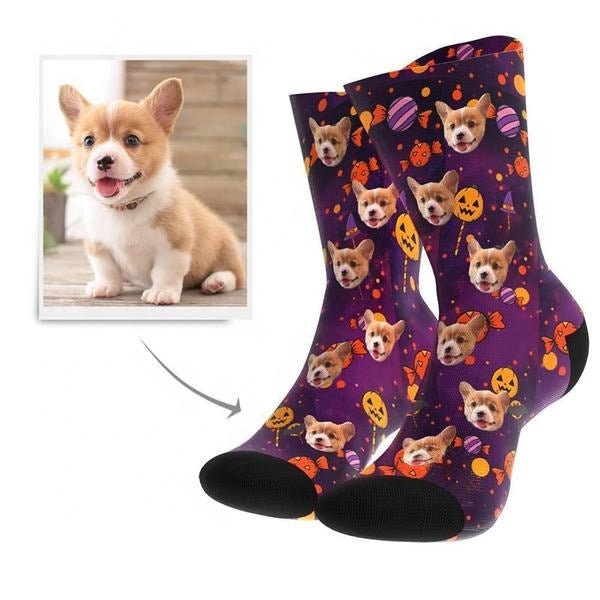 Customized Print Face Candy Socks Halloween Socks For Men Women Kids Personalized Face Photo Printed Socks For Halloween Gift