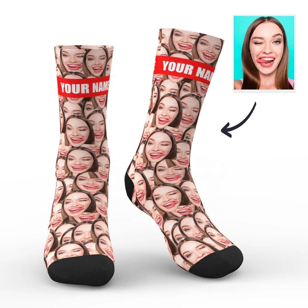 Customized Name Face Photo Printed Socks Custom Face Picture Socks Personalized Photo Letters Printed Unisex Socks
