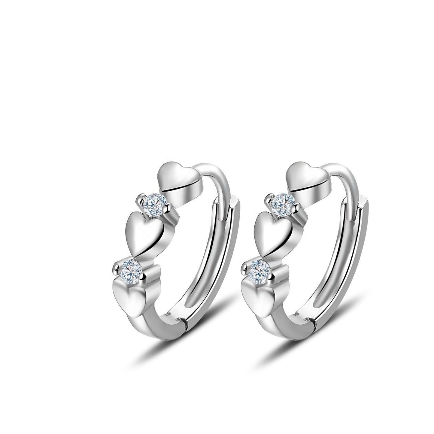 Heart Shaped Zircon Stone Round Earrings Hoops Heart Zircon Stone Copper Earrings Gift For Women