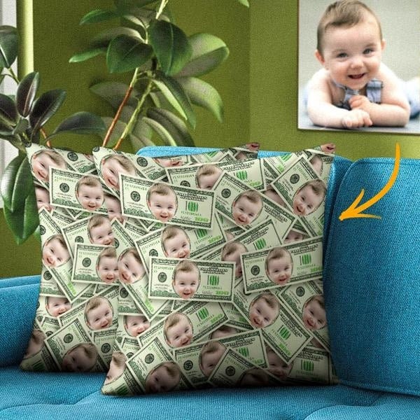 Personalized Photo Dollar Printed Pillowcase Custom Face Pillow Cover Customized Picture Throw Pillow Cushion Cover
