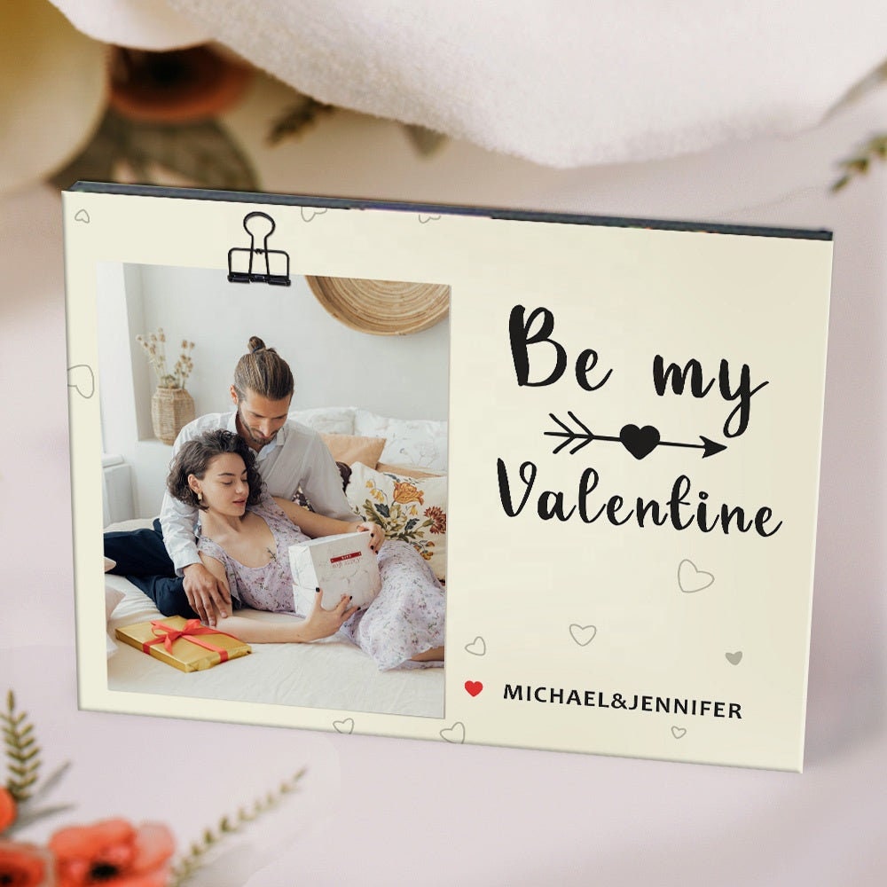 Personalized Photo Name Engraved Frame Custom Photo Valentine's Day Couple Gift Customized Names Photo Valentine Day Frame Gift