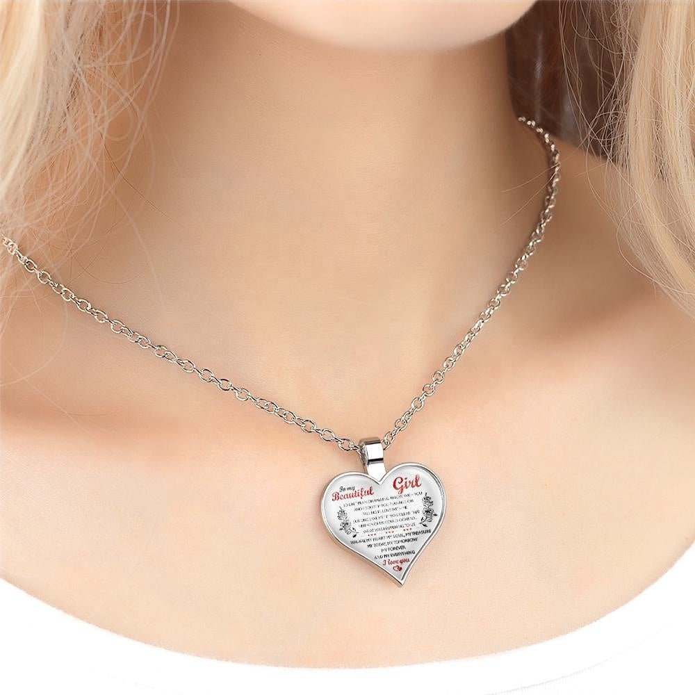 Heart Engraved Link Chain Necklace To My Girl Heart Shape Necklace Anniversary Birthday Graduation Necklace Gift For Women