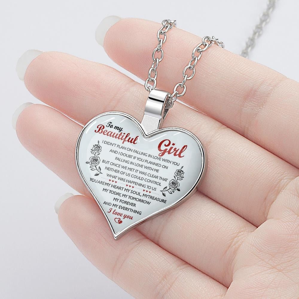 Heart Engraved Link Chain Necklace To My Girl Heart Shape Necklace Anniversary Birthday Graduation Necklace Gift For Women