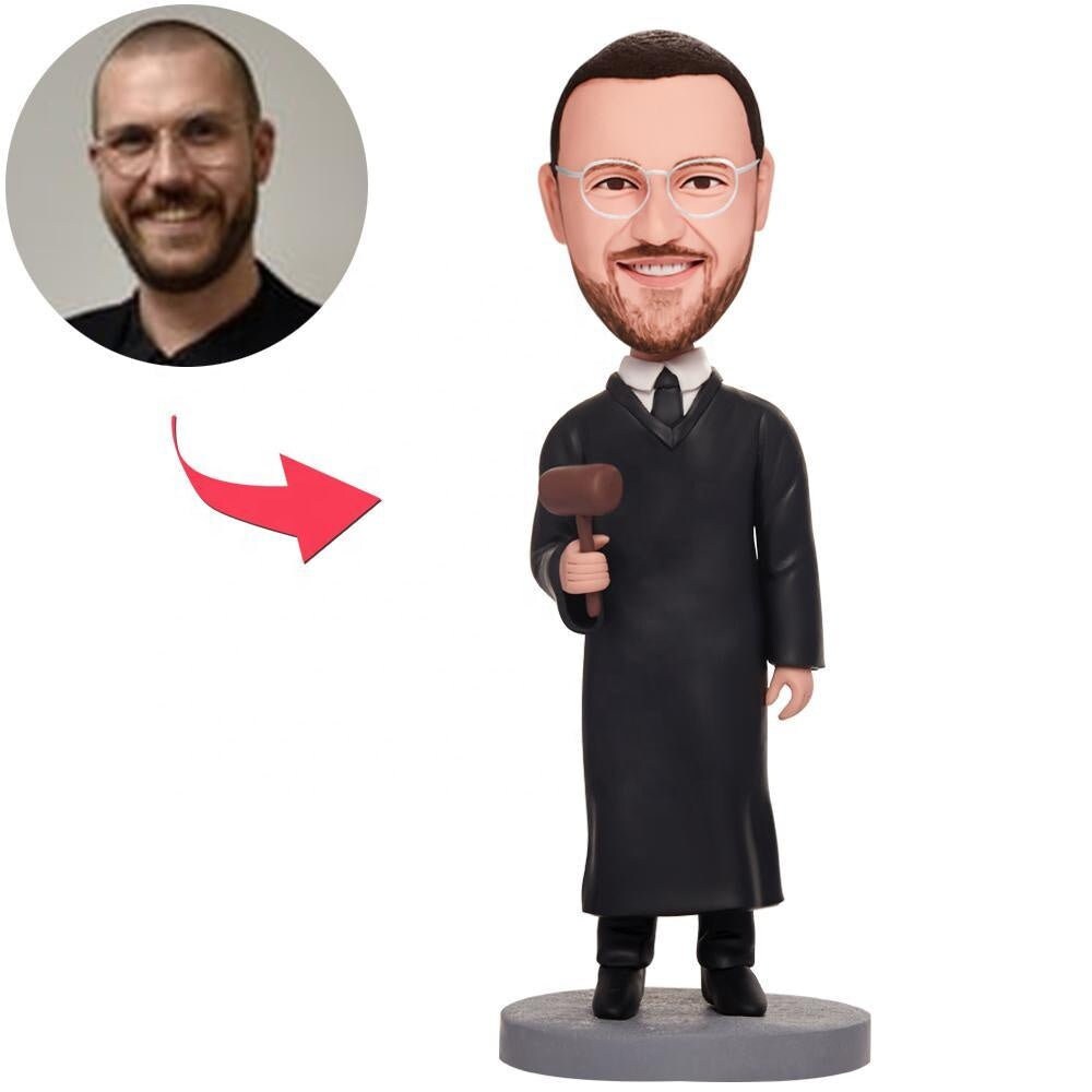 Personalized Photo Judge Bobblehead Custom Doll Figures Judge Action Figure Clay Sculpture With Engraved Text