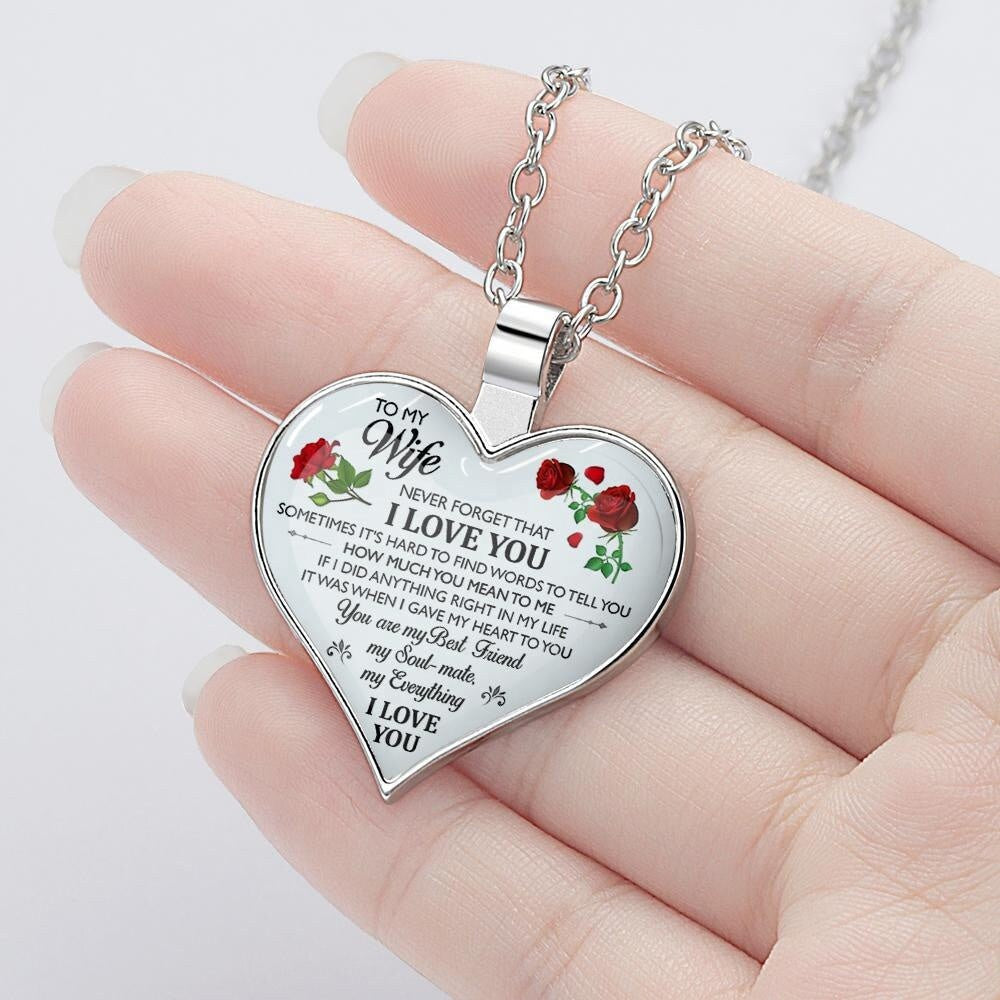 Heart Engraved Adjustable Necklace To My Wife Thoughtful Gift Heart Pendant Necklace Engraved Heart Link Chain Necklace Gift For Women