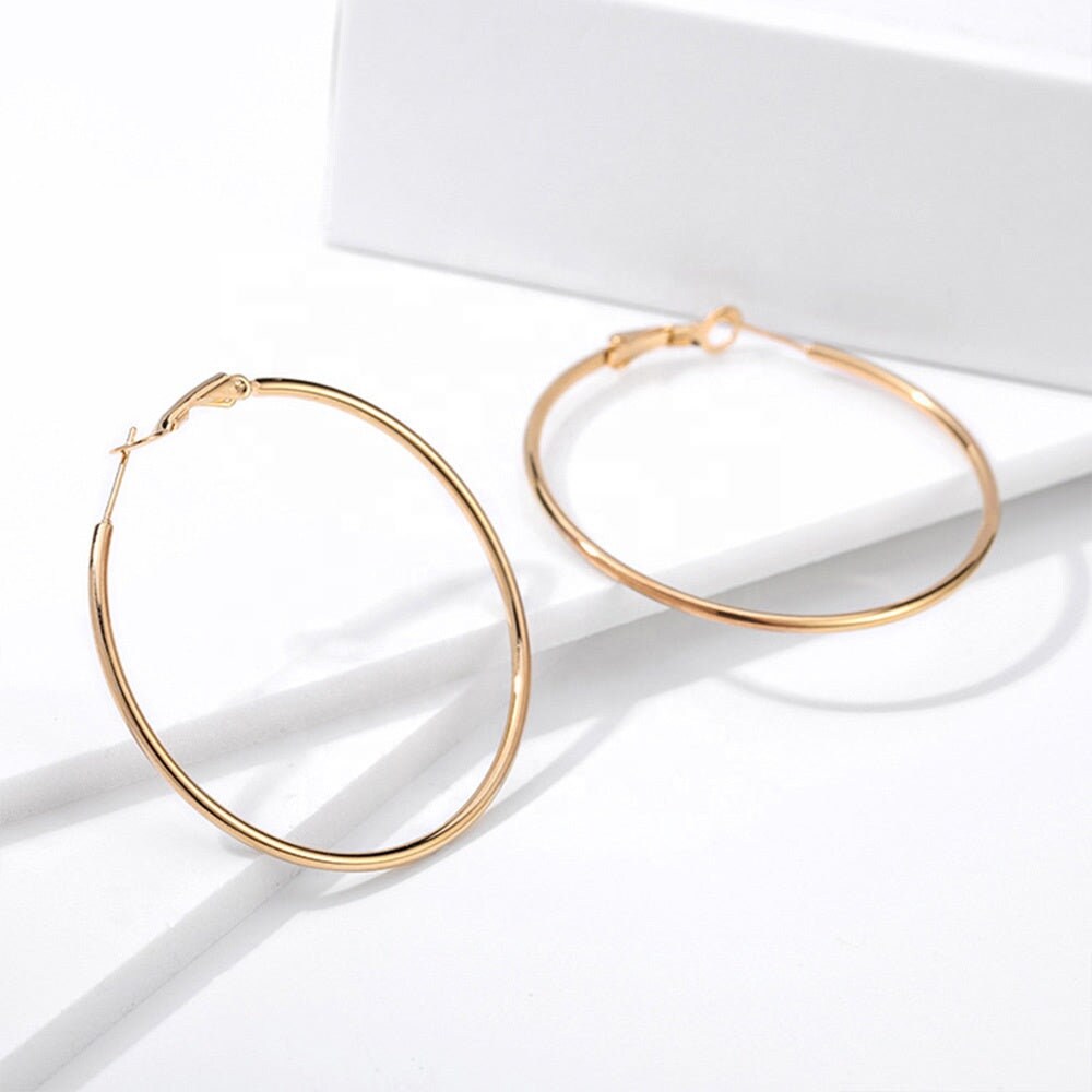 Hollow Out Circle Earrings Birthday Gift For Women Round Threader Hoop Earrings Stainless Steel Earring Circle Big Hoop Earrings