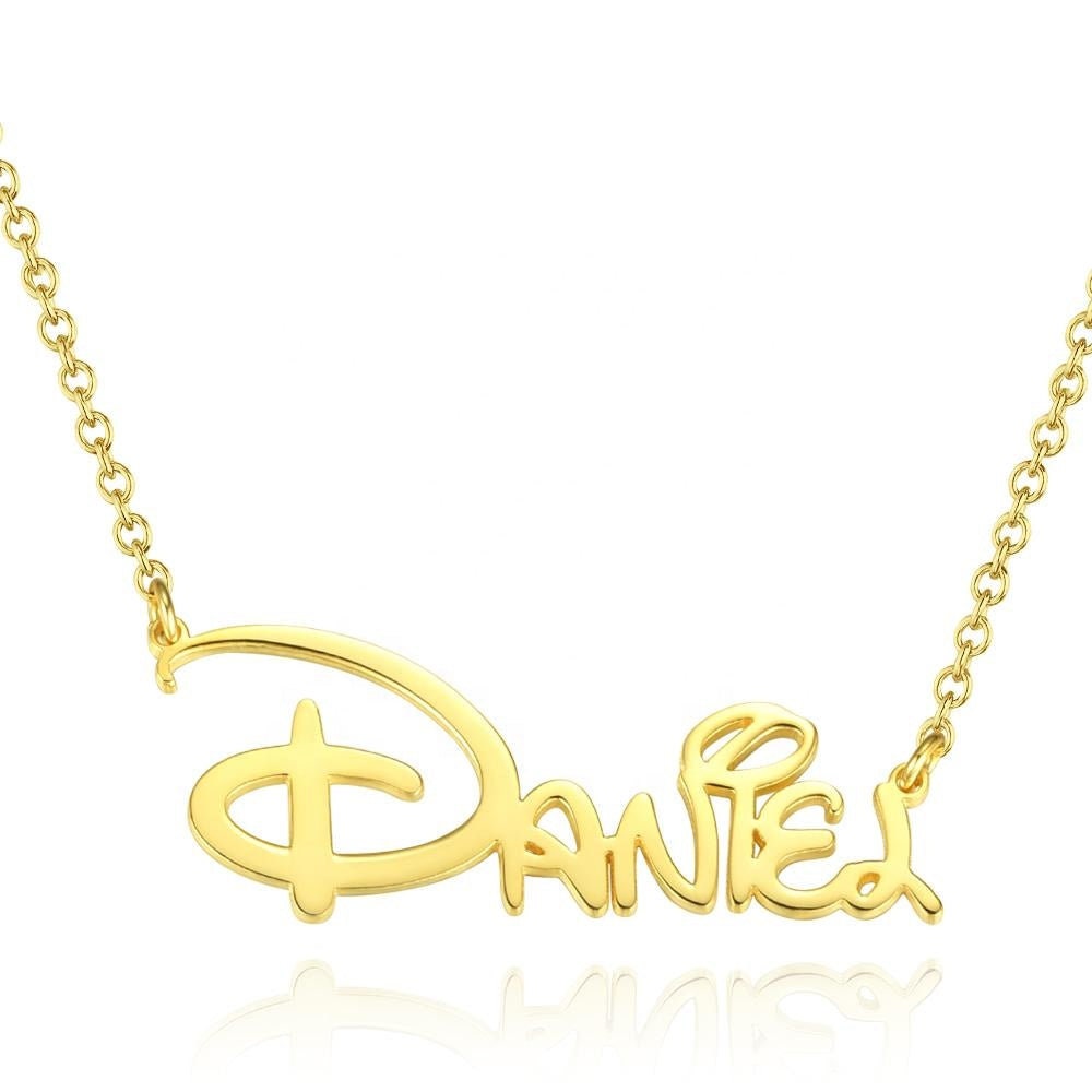 Custom Name Plated Letters Necklace Link Chain Pendant Necklace Gift For Female Personalized Name Plate Necklace