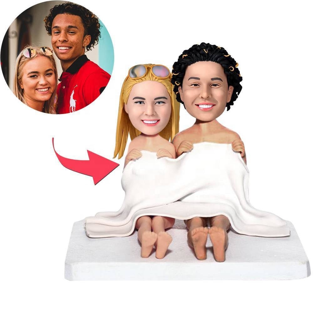 Personalized Photo Bubblehead Gift For Valentine Day Clay Doll Blanket Couples Custom Figurines Polymer Clay Doll Figurines With Engraved
