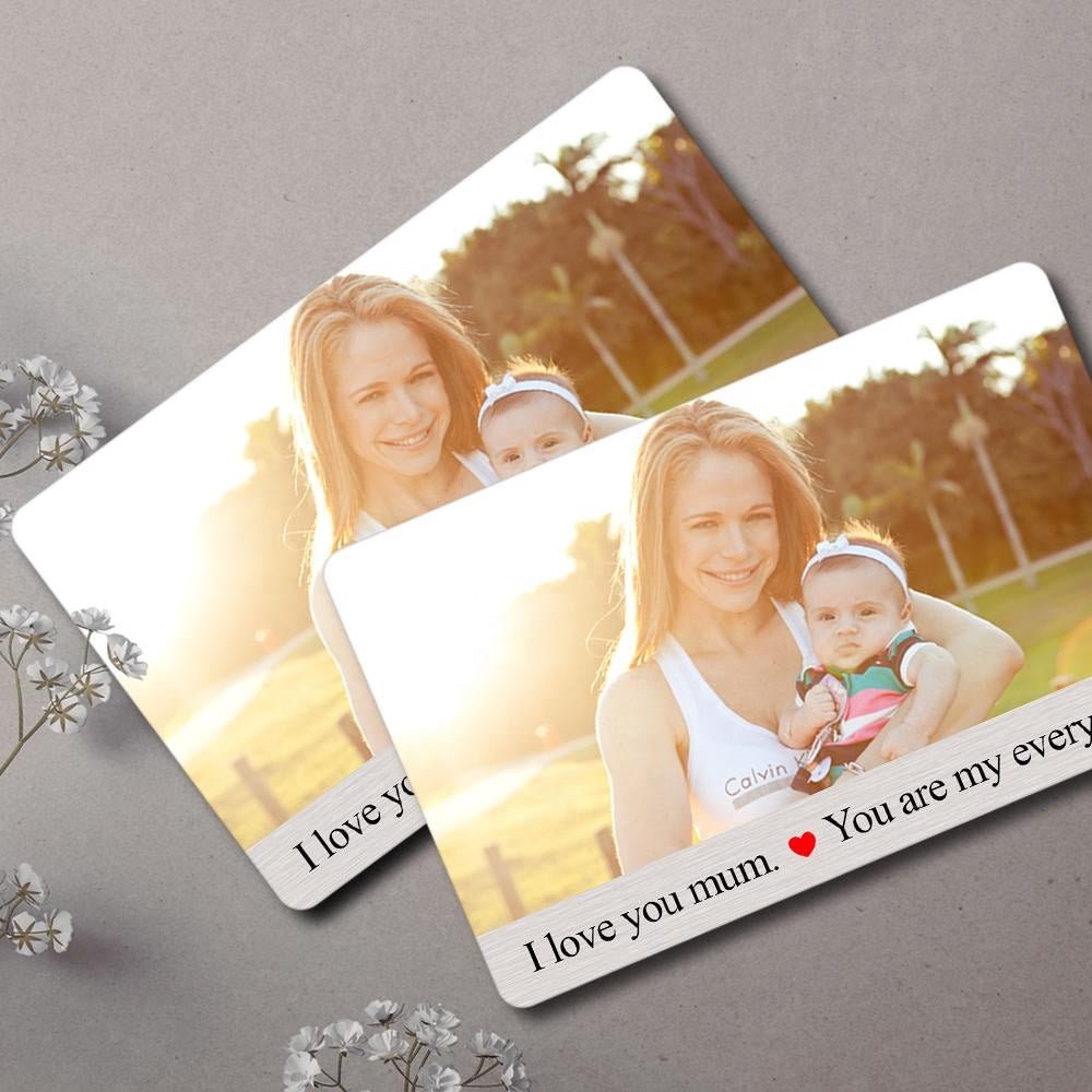Personalized Picture Engraved Text Wallet Card Custom Photo Wallet Gift Card Mother's Gift Cards Customized Photo Text Engraving Card