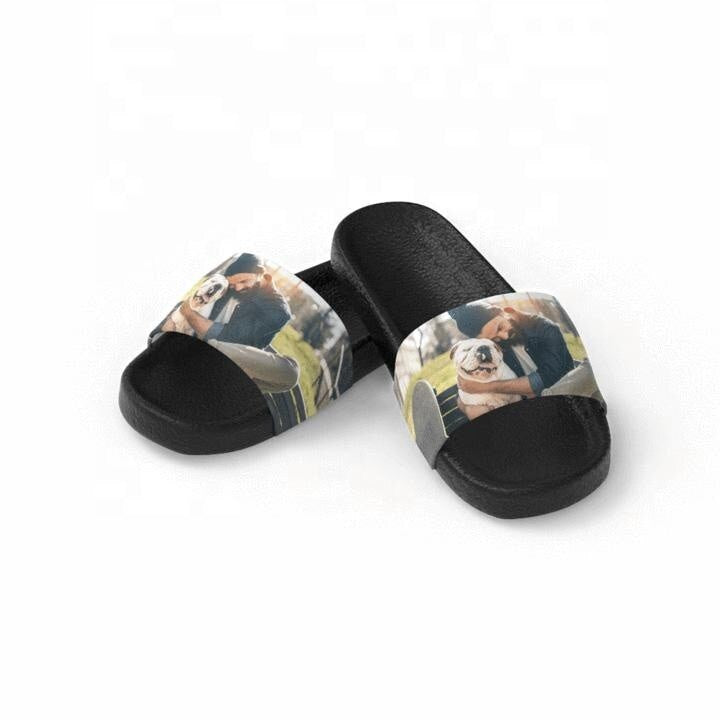 Personalized Photo Printed Flat Soft Slippers Beach Slides Slippers Outdoor Custom Logo Printed Slides Slippers For Men