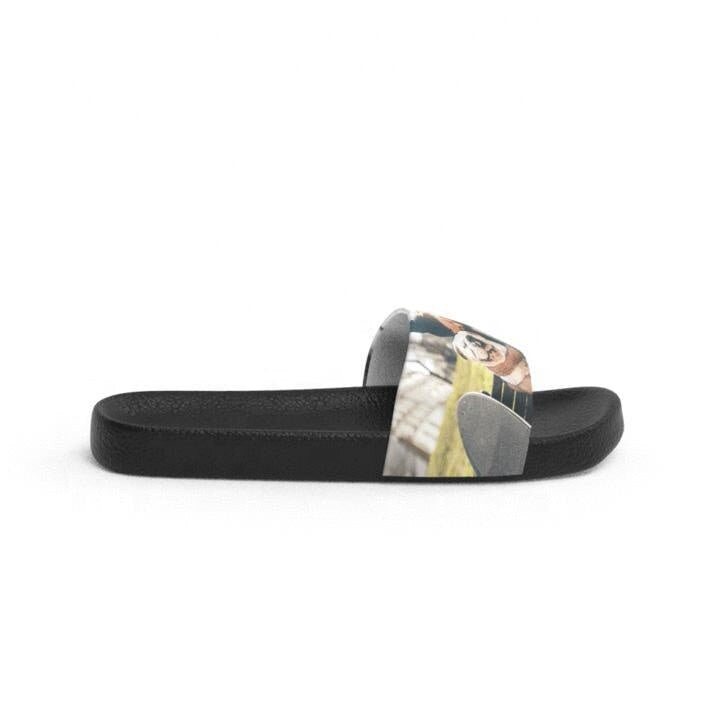 Personalized Photo Printed Flat Soft Slippers Beach Slides Slippers Outdoor Custom Logo Printed Slides Slippers For Men