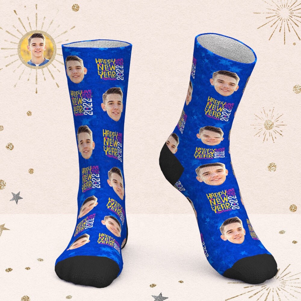 Personalized Face Photo Socks Customized Face Picture Socks For New Year Gift Custom Face Photo Printed Unisex Socks