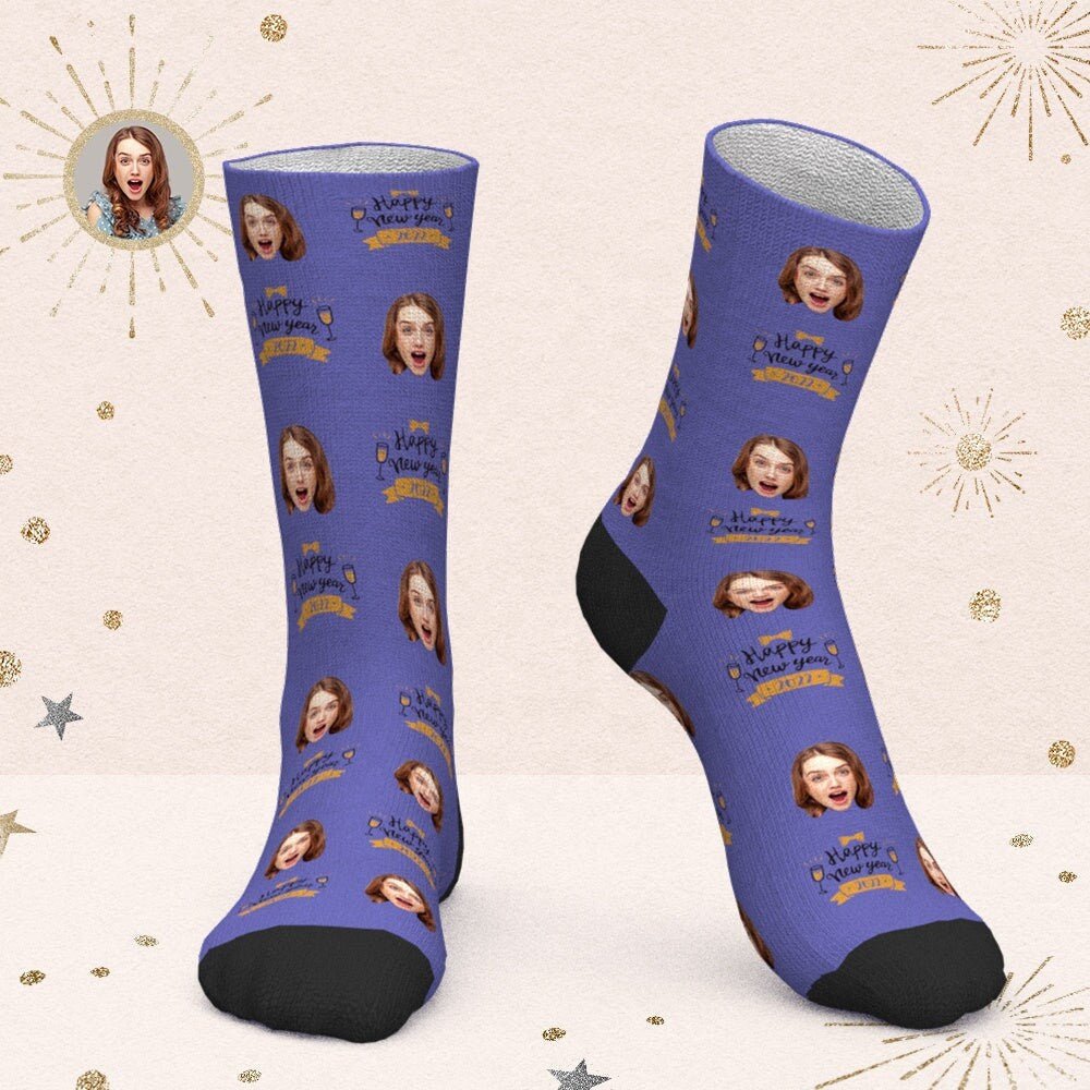 Personalized Face Photo Socks Customized Face Picture Socks For New Year Gift Custom Face Photo Printed Unisex Socks
