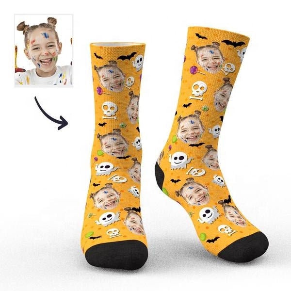 Customized Print Face Candy Socks Halloween Socks For Men Women Kids Personalized Face Photo Printed Socks For Halloween Gift