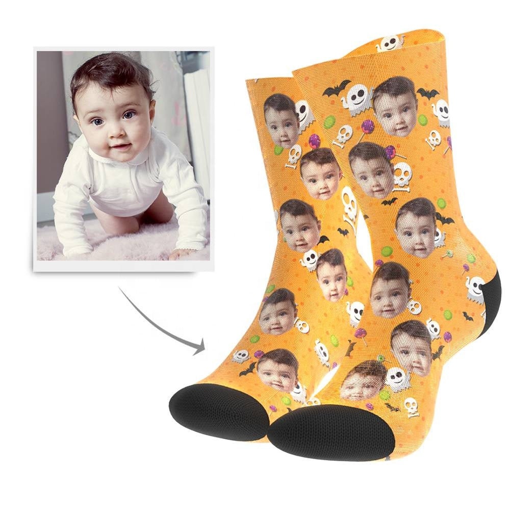 Customized Print Face Candy Socks Halloween Socks For Men Women Kids Personalized Face Photo Printed Socks For Halloween Gift