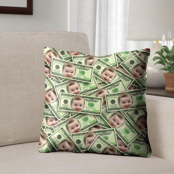 Personalized Photo Dollar Printed Pillowcase Custom Face Pillow Cover Customized Picture Throw Pillow Cushion Cover