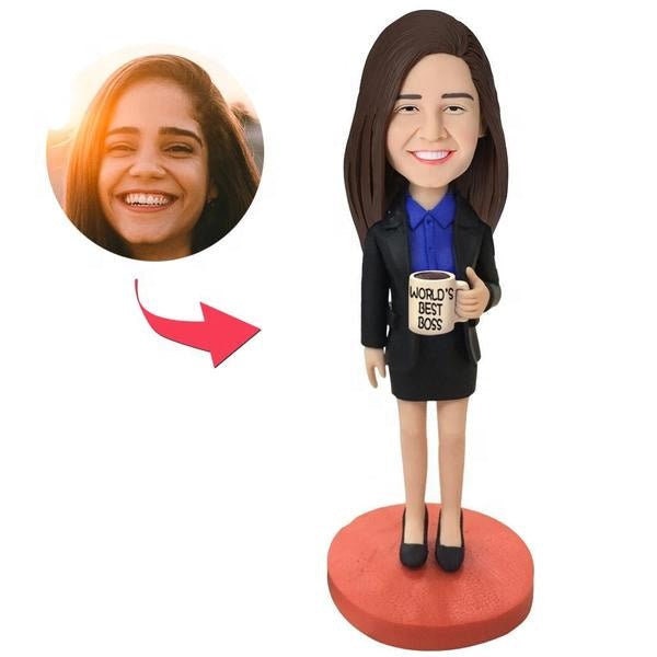 Personalized Face Photo Bobbleheads Gift For Boss Customized Picture Sculpture Custom Clay Figurine Bobblehead For Office Decoration