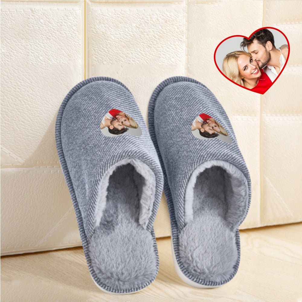 Customized Photo Men's Winter Slippers House Cotton Slippers Personalized Face Photo Printed Men's Anti-Slip Slippers