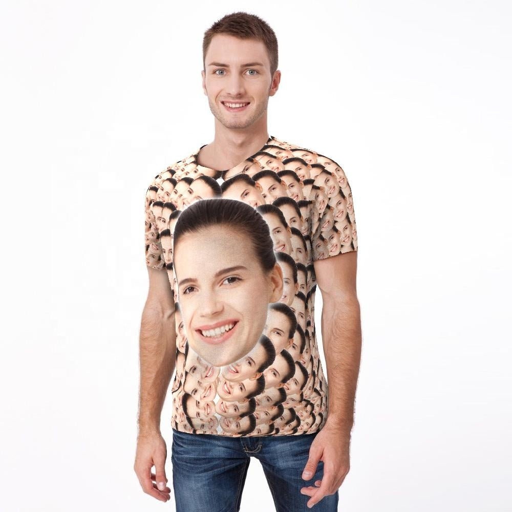 Customized Face Picture T-Shirt Gift For Men Personalized Photo Printed Short Sleeves Crew Neck T-Shirt For Men