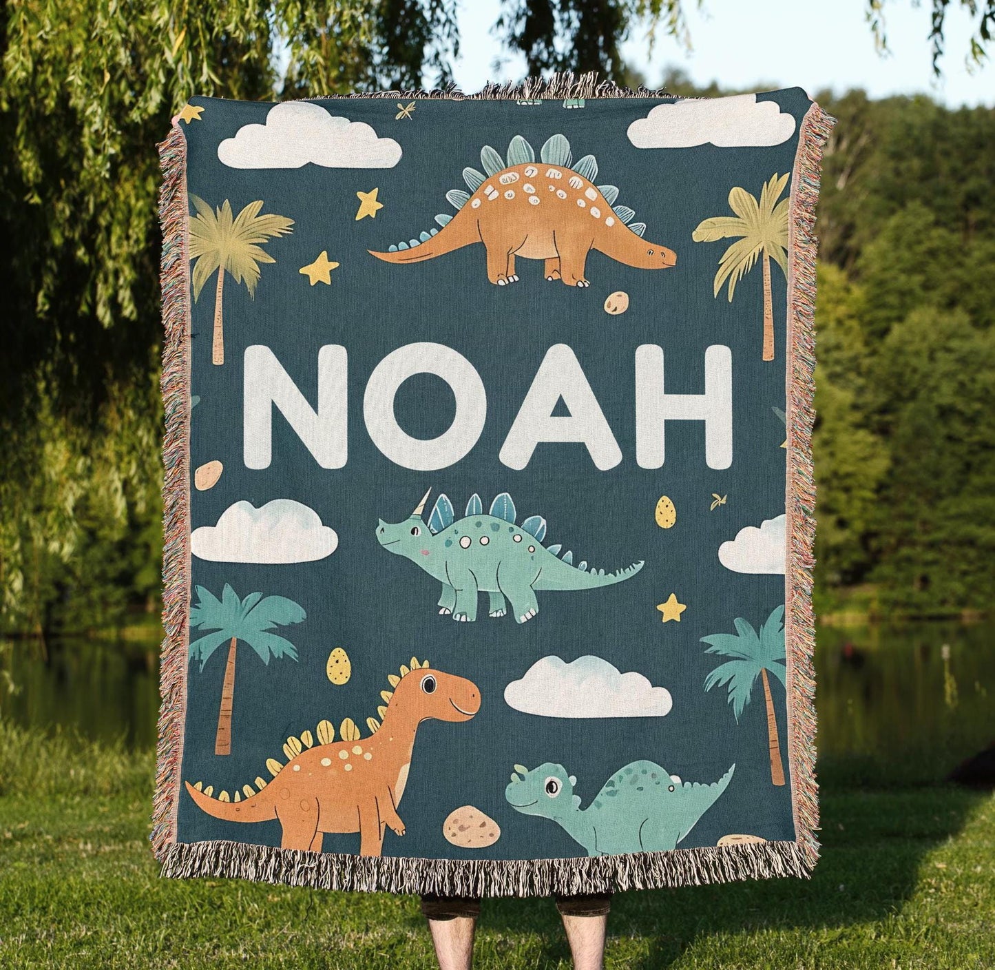 Dinosaur Monogrammed Name Blanket, Custom Boy Blanket, Customized Blanket for Boys, Personalized Baby Blanket, Baby Shower Birthday Gifts