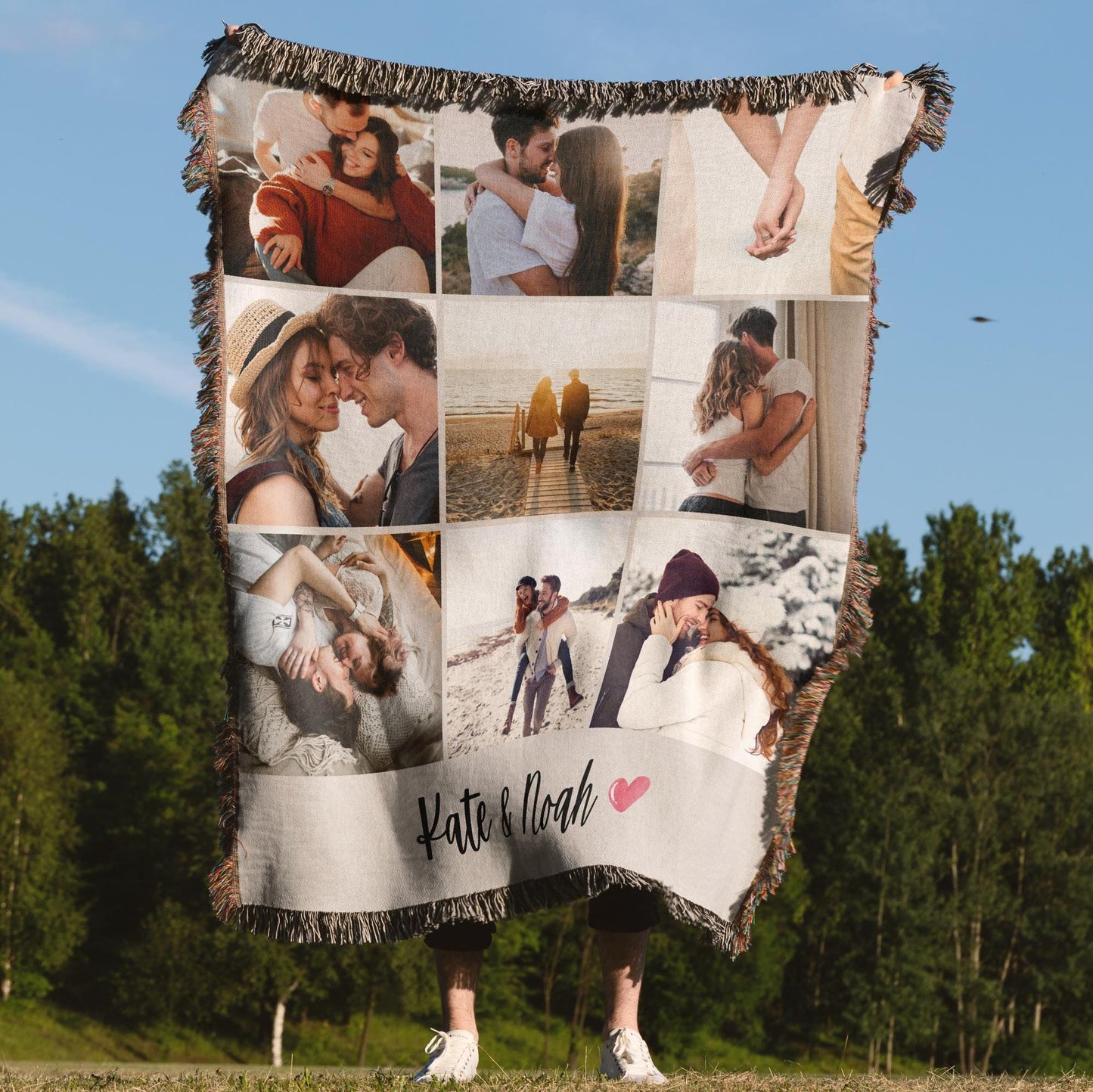 Personalized Photo Blanket, Couple Gift Photo Blanket with Text, Personalized Gift, Memorial Blanket, Anniversary Gift, Gift for Her