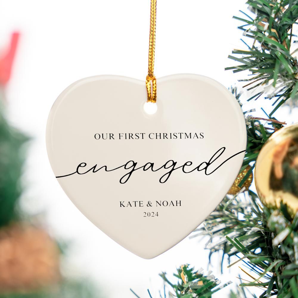 Engagement Ornament First Christmas, Personalized Christmas Keepsake, Engaged Christmas Gift 2024, Mr Mrs Wedding Gift, Couples Announcement