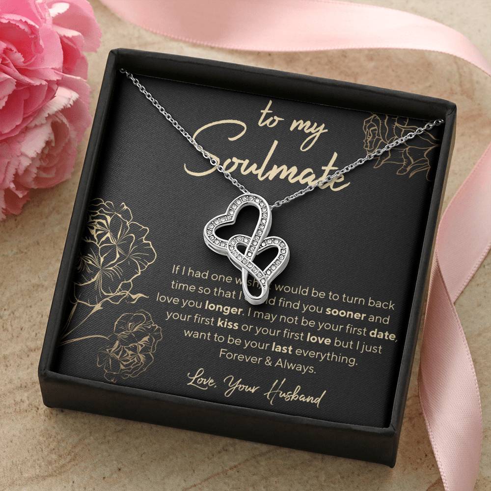 Personalized Necklace, Soulmate Necklace, Hearts Necklace, Valentine Day Gift for Her, Pendant Necklace Wife, Gift for Girlfriend, Personalized Message Card