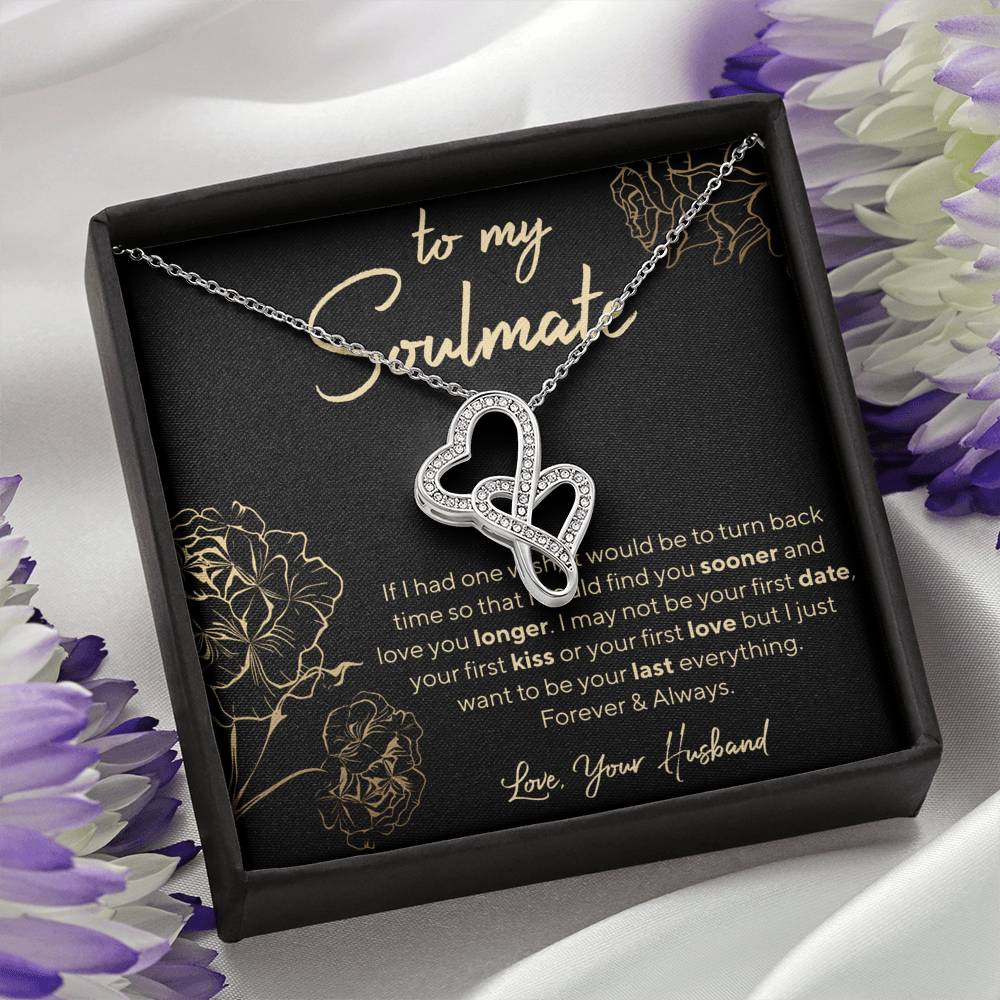 Personalized Necklace, Soulmate Necklace, Hearts Necklace, Valentine Day Gift for Her, Pendant Necklace Wife, Gift for Girlfriend, Personalized Message Card