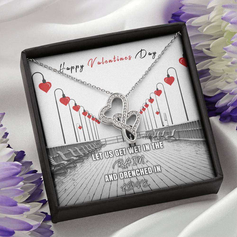 Necklace Gift, Double Hearts, Happy Valentines Day, Love Necklace, I love you,