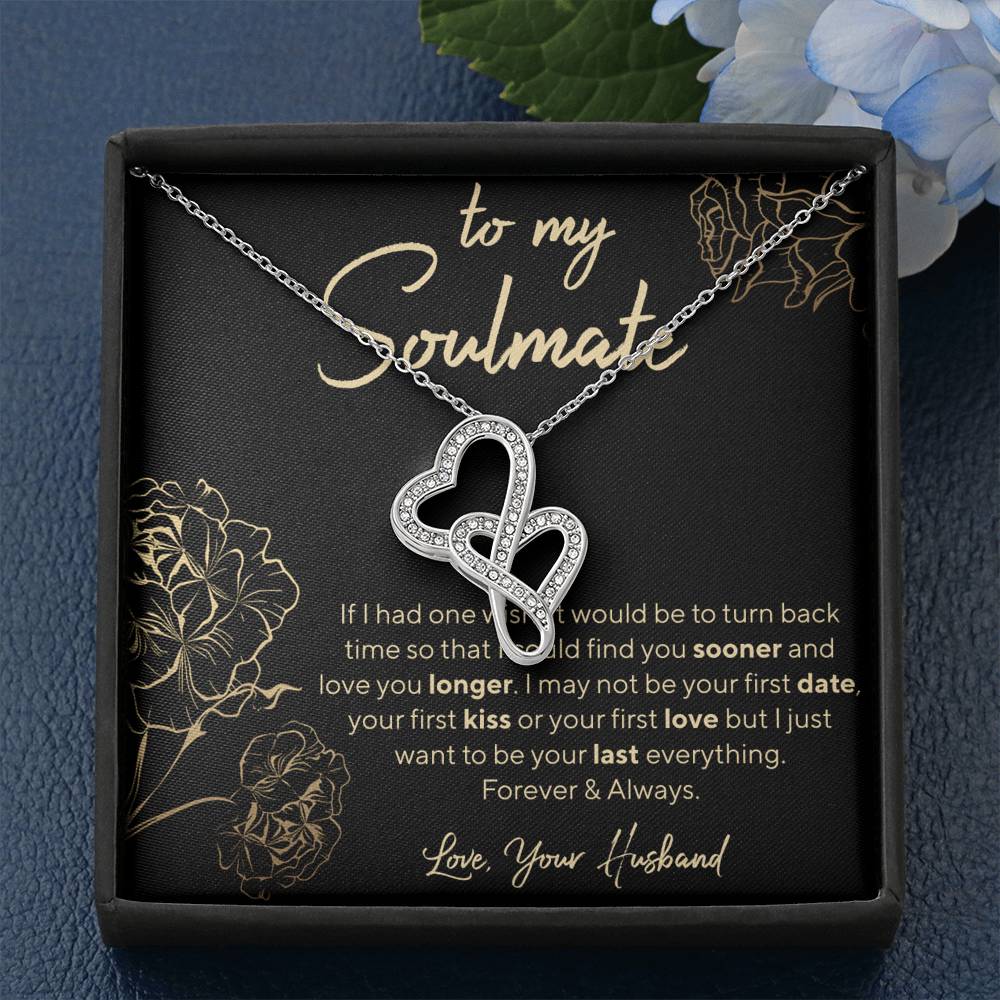 Personalized Necklace, Soulmate Necklace, Hearts Necklace, Valentine Day Gift for Her, Pendant Necklace Wife, Gift for Girlfriend, Personalized Message Card