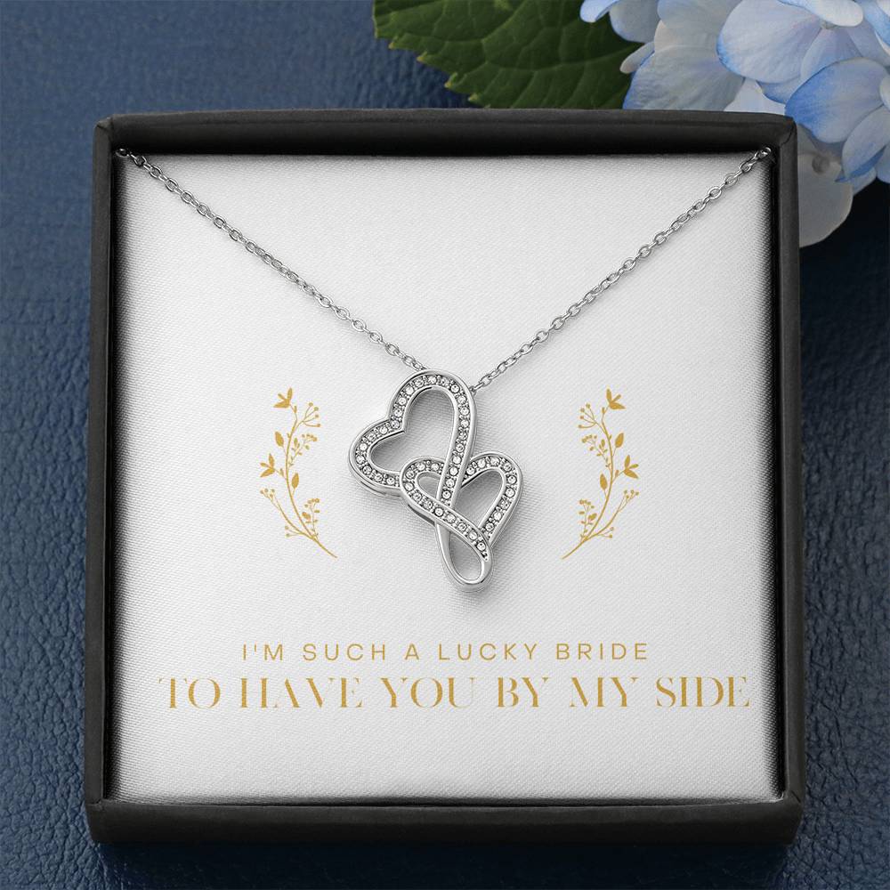 Personalized Necklace Gift For Women Custom Double Heart Pendent From Bride