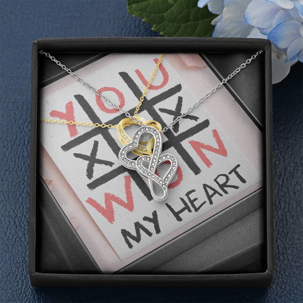 Personalized Wife Girlfriend Necklace for Her Valentines Birthday Anniversary Gift Double Hearts Necklace for Women with Message Card