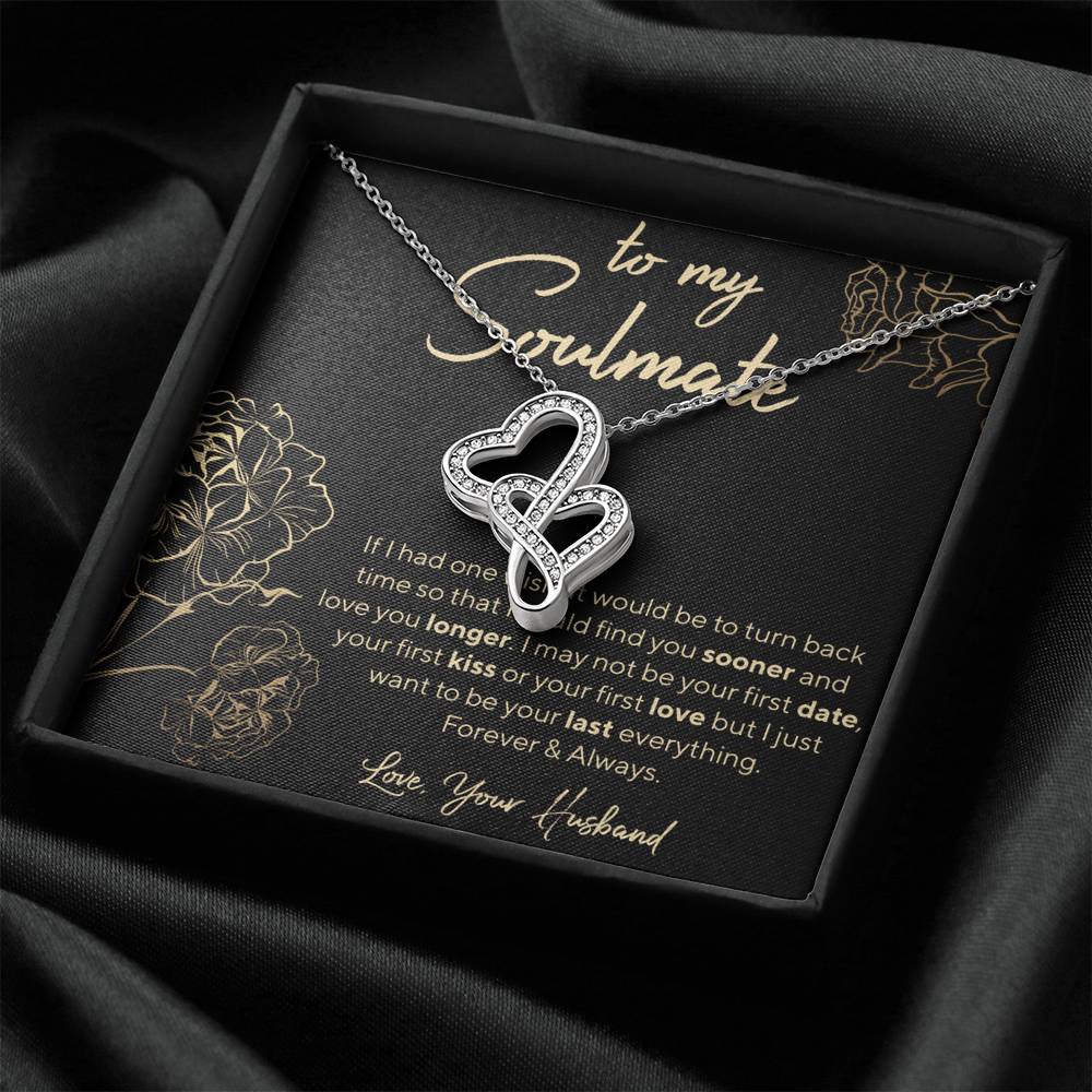 Personalized Necklace, Soulmate Necklace, Hearts Necklace, Valentine Day Gift for Her, Pendant Necklace Wife, Gift for Girlfriend, Personalized Message Card