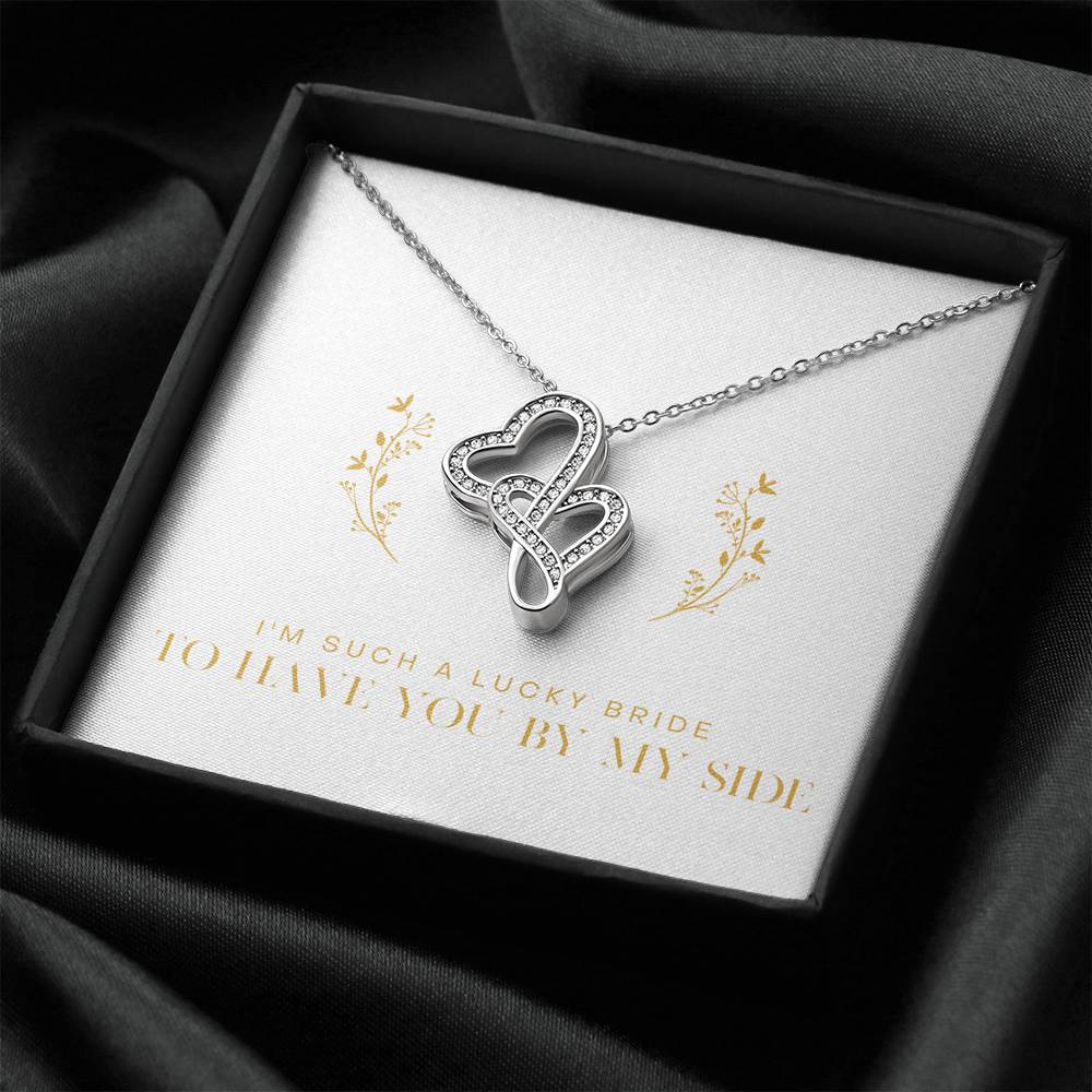 Personalized Necklace Gift For Women Custom Double Heart Pendent From Bride
